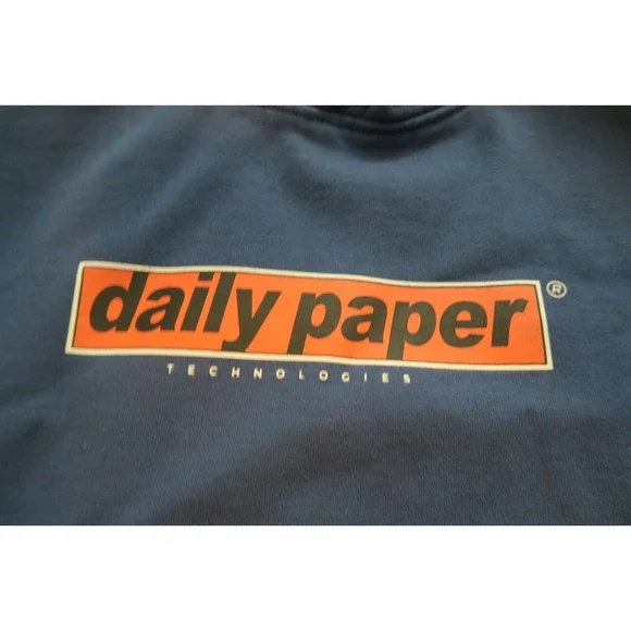 Daily Paper Fedde Logo Print Hoodie Technologies Blue Size Small Streetwear Men